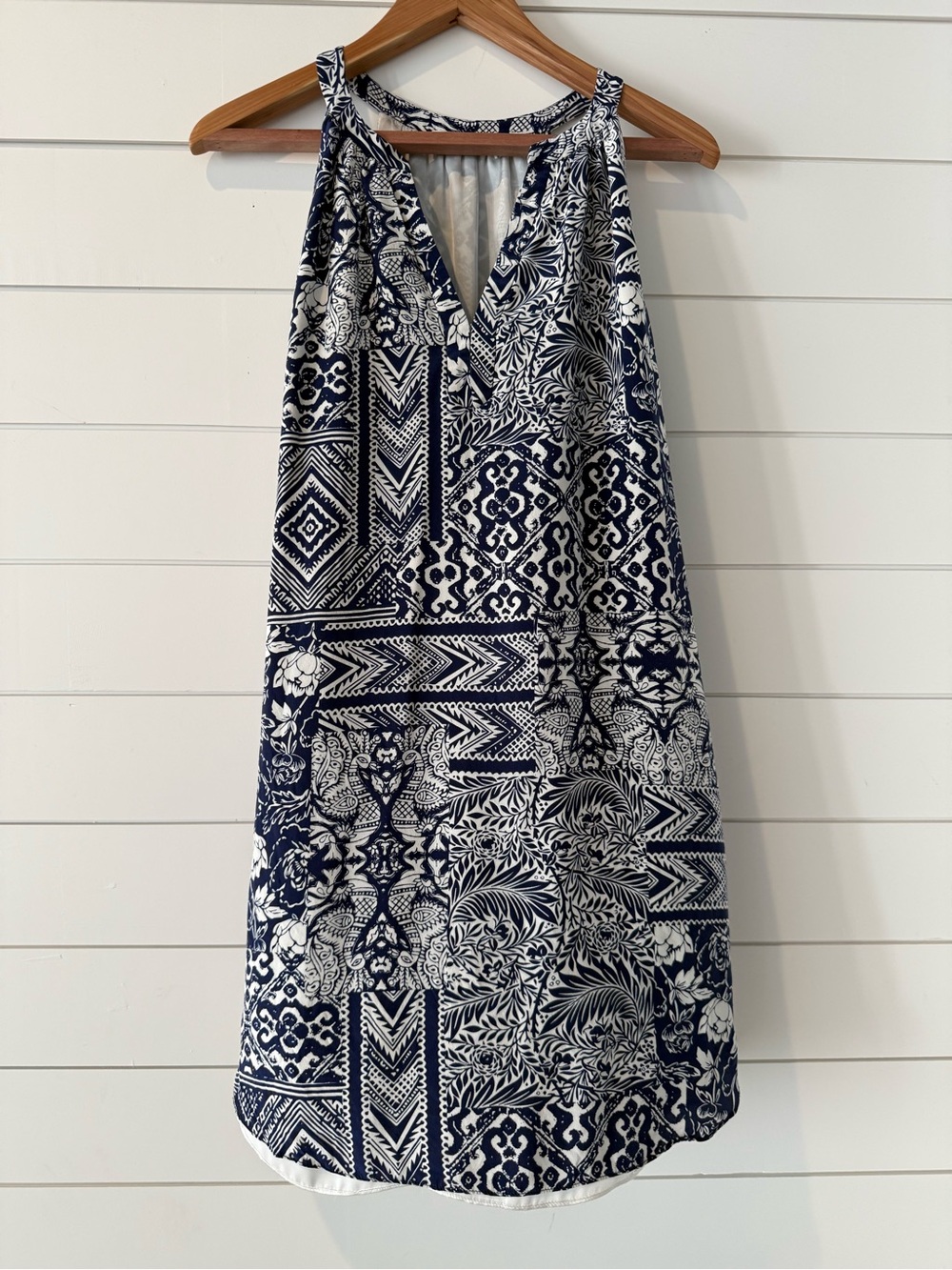 Alice & Trixie Navy and White Printed Halter Dress
